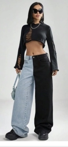 Blugi wide leg in doua culori