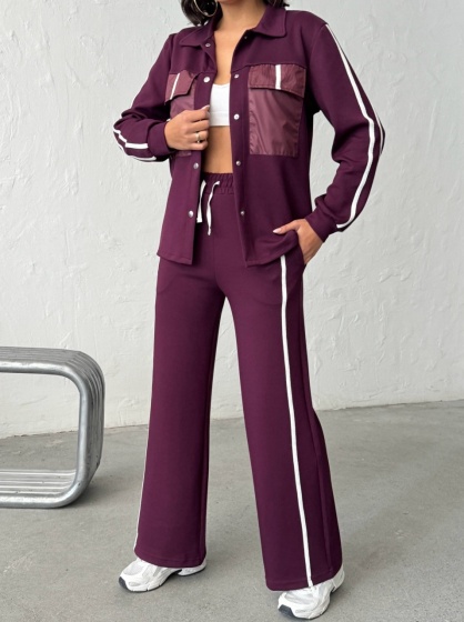 Compleu cu pantaloni evazati si buzunare din fas - Img 6