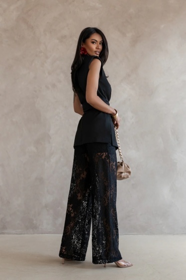 Costum cu pantalon din dantela si sacou lung - Img 7