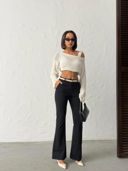 Pantaloni dama evazati cu accesoriu curea - Img 8