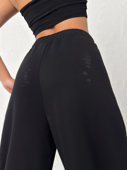 Pantaloni wide-leg cu design modern - Img 6