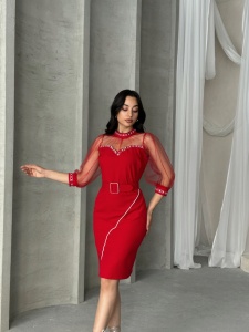 Rochie dama cu maneci din tul accesorizata cu strasuri - Img 5