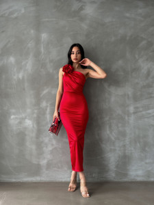 Rochie dama midi cu umarul gol - Img 3