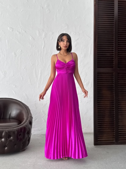 Rochie din satin plisata - Img 5