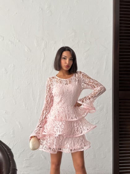 Rochie eleganta brodata cu volane - Img 2