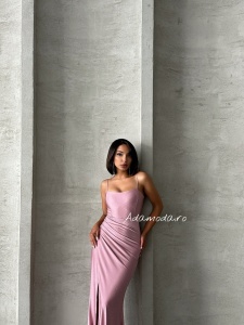 Rochie eleganta cu siret la spate accesorizata cu strasuri - Img 6