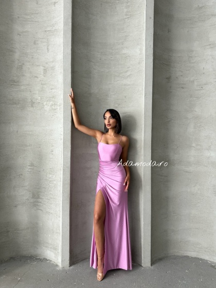 Rochie eleganta cu siret la spate accesorizata cu strasuri - Img 4