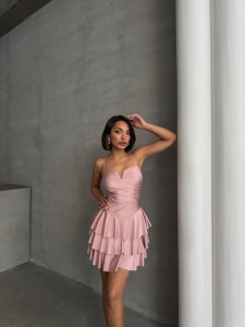Rochie eleganta cu volane si aplicatii din strasuri - Img 6