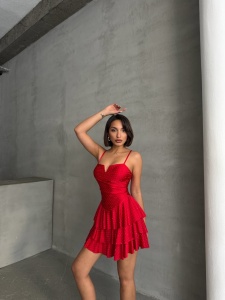 Rochie eleganta cu volane si aplicatii din strasuri - Img 6