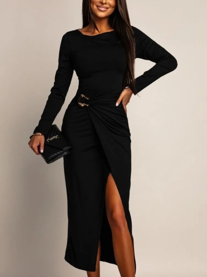 Rochie eleganta din lycra cu accesoriu - Img 2