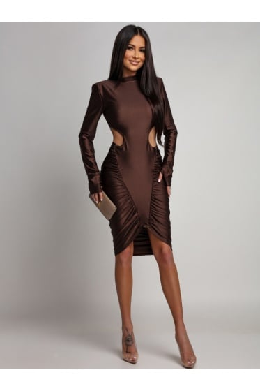 Rochie elegantă din lycra cu drapaj lateral și decolteu la spate - Img 5