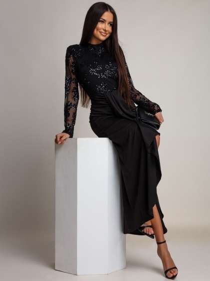 Rochie elegantă din lycra și tulle cu paiete - Img 4