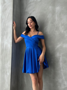 Rochie eleganta din satin scurta cu bretele - Img 5