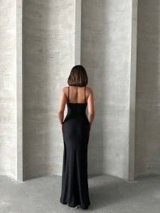 Rochie eleganta lunga cu bretele accesorizata cu strasuri - Img 3