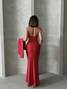 Rochie eleganta lunga cu bretele accesorizata cu strasuri - Img 2