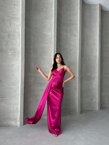 Rochie eleganta lunga cu bretele din strasuri - Img 6