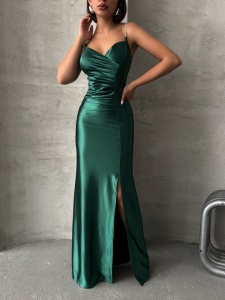 Rochie eleganta lunga cu bretele din strasuri - Img 1
