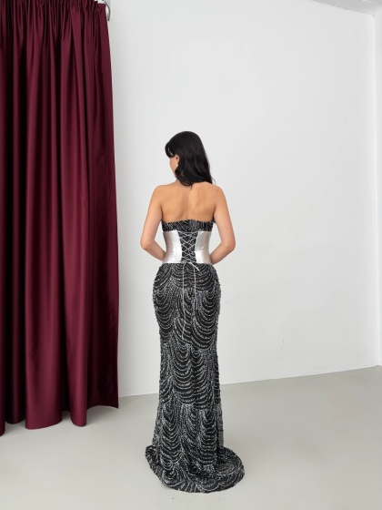 Rochie eleganta lunga cu detalii strasuri si corset detasabil - Img 2