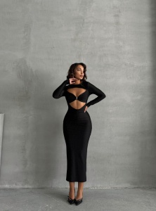 Rochie eleganta lunga din lycra cu strasuri aplicate - Img 5