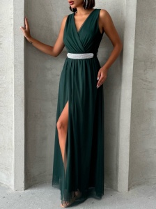 Rochie eleganta lunga din tul cu anchior petrecut - Img 2