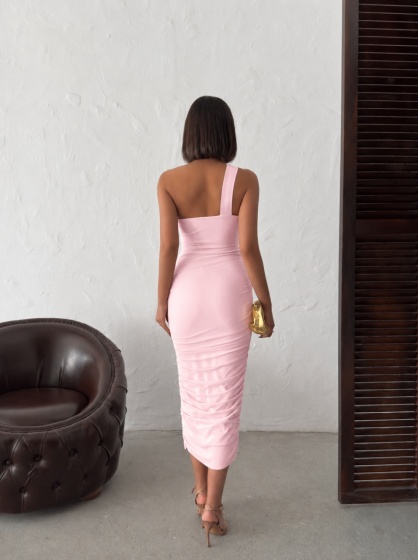 Rochie eleganta lunga din tull pe umar - Img 3