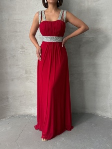 Rochie eleganta lunga din voal accesorizata cu strasuri - Img 4