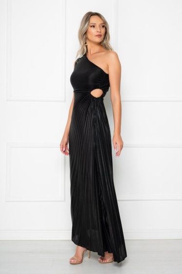 Rochie eleganta lunga plisata cu aspect lucios - Img 5
