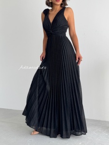 Rochie eleganta lunga plisata cu insertii sclipitoare - Img 5