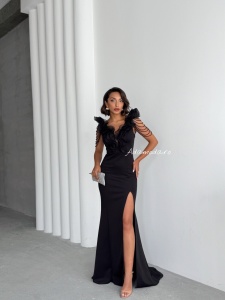 Rochie eleganta lunga tip sirena accesorizata cu lantisoare - Img 7