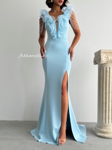 Rochie eleganta lunga tip sirena accesorizata cu lantisoare - Img 1