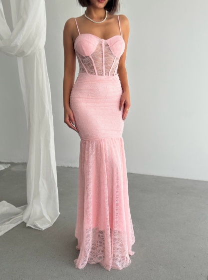 Rochie eleganta lunga tip sirena din dantela - Img 2