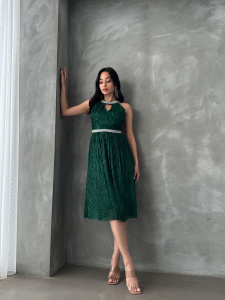 Rochie eleganta midi accesorizata cu strasuri - Img 2