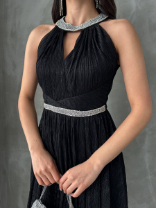 Rochie eleganta midi accesorizata cu strasuri - Img 6