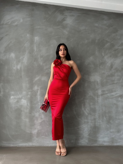 Rochie eleganta midi cu umarul gol - Img 4