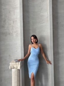 Rochie eleganta scurta cu aplicatii din strasuri - Img 4