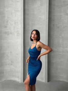 Rochie eleganta scurta cu aplicatii din strasuri - Img 5