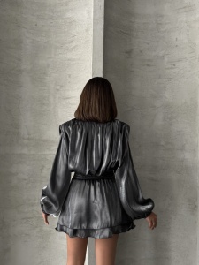 Rochie eleganta scurta cu maneca lunga si cordon in talie - Img 3