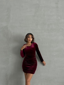 Rochie eleganta scurta din catifea cu spatele gol - Img 6