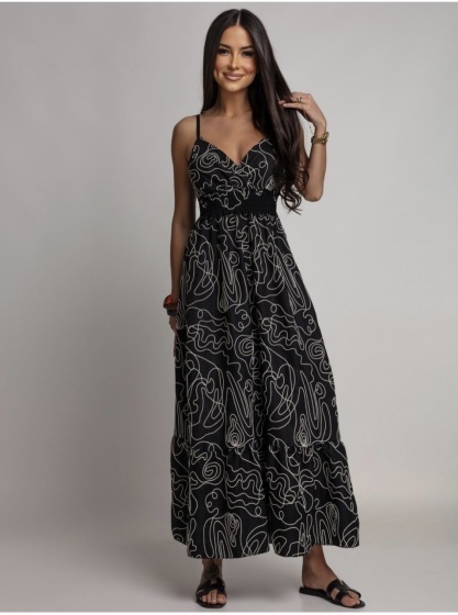 Rochie lunga cu imprimeu brodat - Img 2