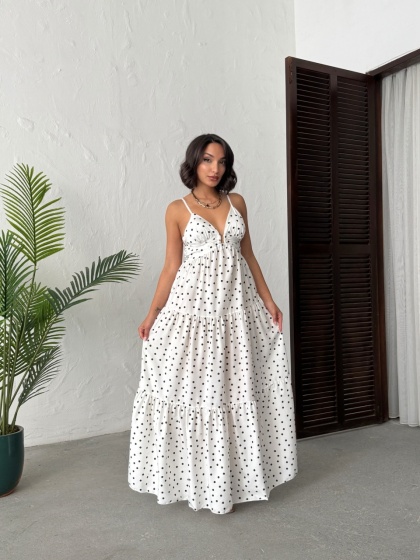 Rochie lunga cu imprimeu buline  - Img 5