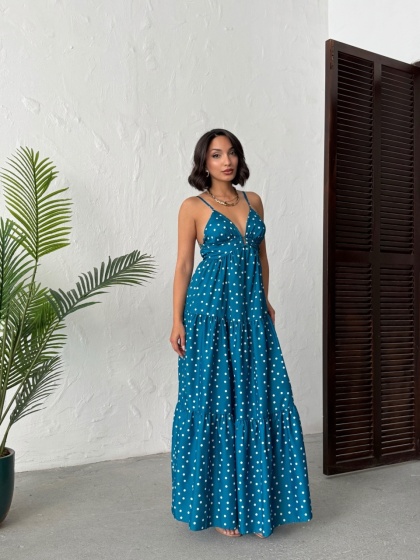 Rochie lunga cu imprimeu buline - Img 9