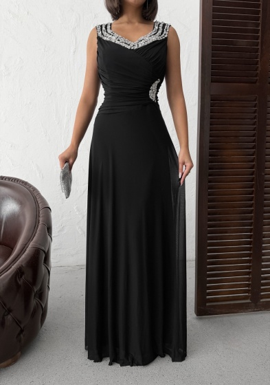 Rochie lunga din tull accesorizata cu strasuri - Img 7