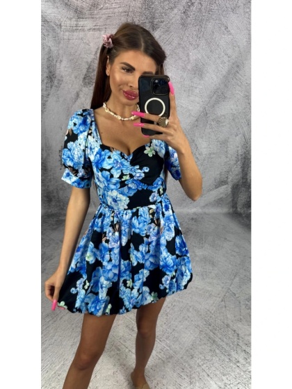 Rochie scurtă cu imprimeu floral - Img 1