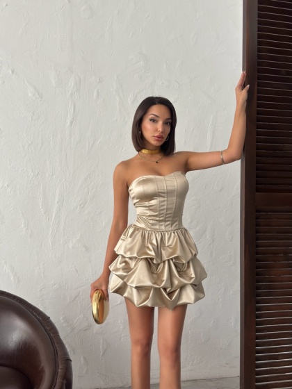 Rochie scurtă elegantă bufantă tip corset - Img 4