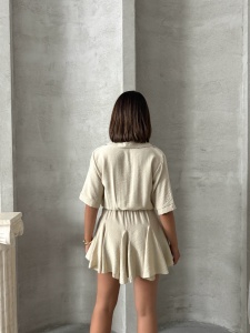 Rochie tip camasa cu elastic in talie - Img 2