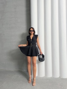 Salopeta scurta stil rochie cu accesoriu curea - Img 4