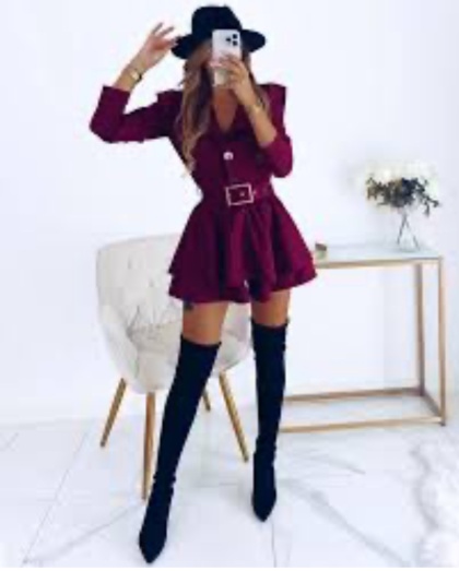 Salopeta scurta stil rochie cu accesoriu curea - Img 2