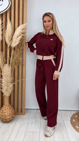 Set trening damă cu pantaloni evazați și dungi - Img 2