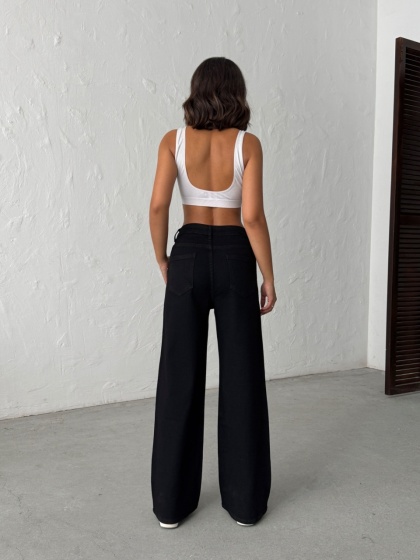 Blugi evazati elastici accesorizati cu strasuri - Img 2