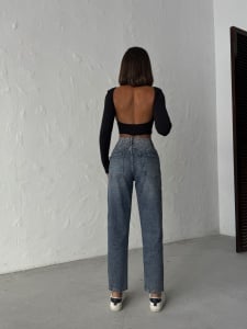 Blugi mom fit cu aplicatii din strasuri - Img 4